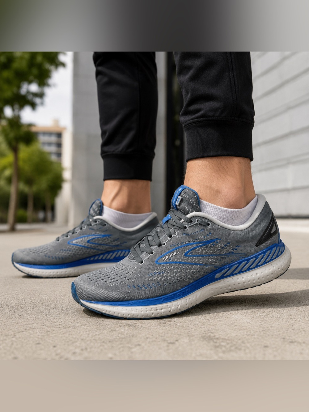 Brooks Glycerin GTS 19 Men’s Size 9 Gray Blue Running Shoes GuideRails - Picture 2 of 12
